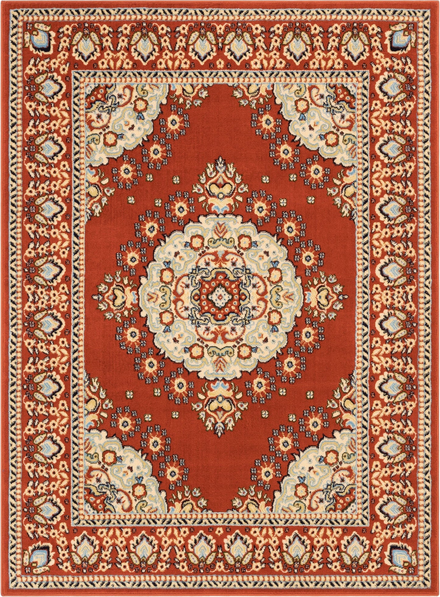 Malika Traditional Medallion Persian Floral Terracotta Rug PA-119