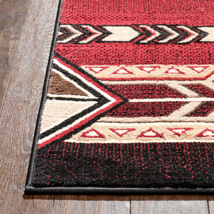 Dakota Tribal Aztec Southwestern Red Rug PA-120