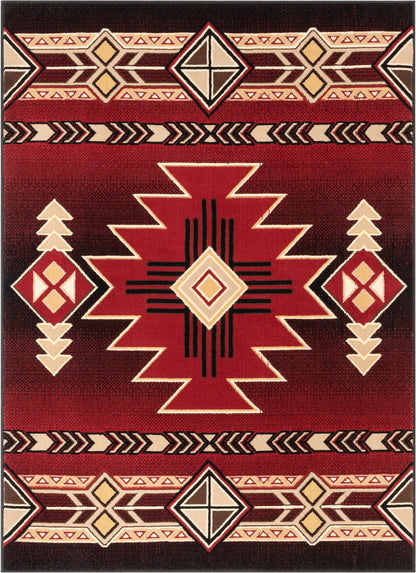 Dakota Tribal Aztec Southwestern Red Rug PA-120