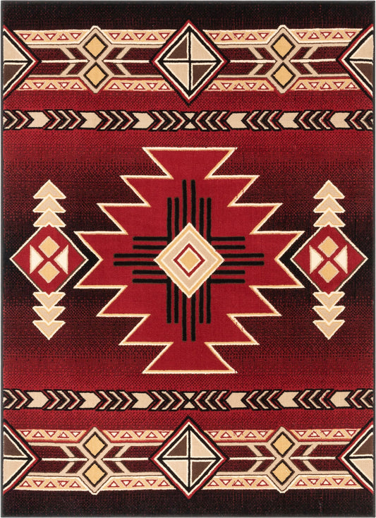 Dakota Tribal Aztec Southwestern Red Rug PA-120