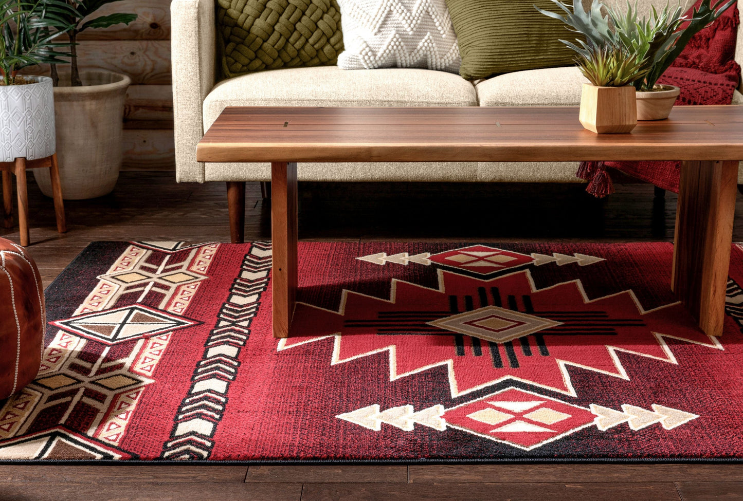 Dakota Tribal Aztec Southwestern Red Rug PA-120