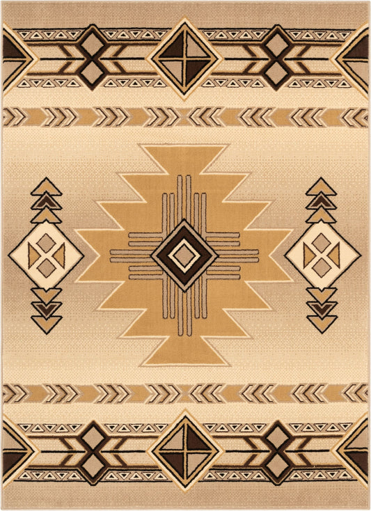 Dakota Tribal Aztec Southwestern Ivory Rug PA-122