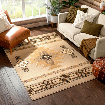 Dakota Tribal Aztec Southwestern Ivory Rug PA-122