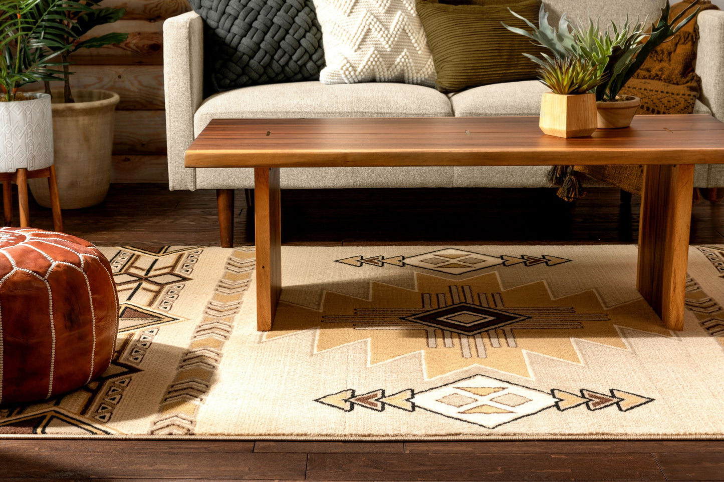Dakota Tribal Aztec Southwestern Ivory Rug PA-122
