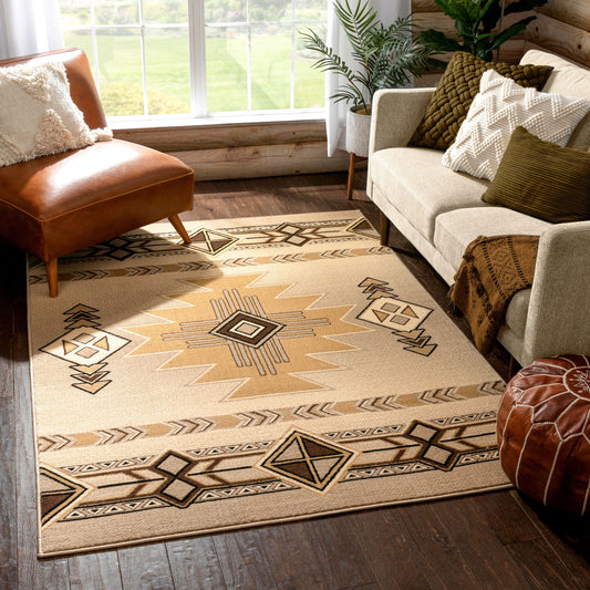 Dakota Tribal Aztec Southwestern Ivory Rug PA-122