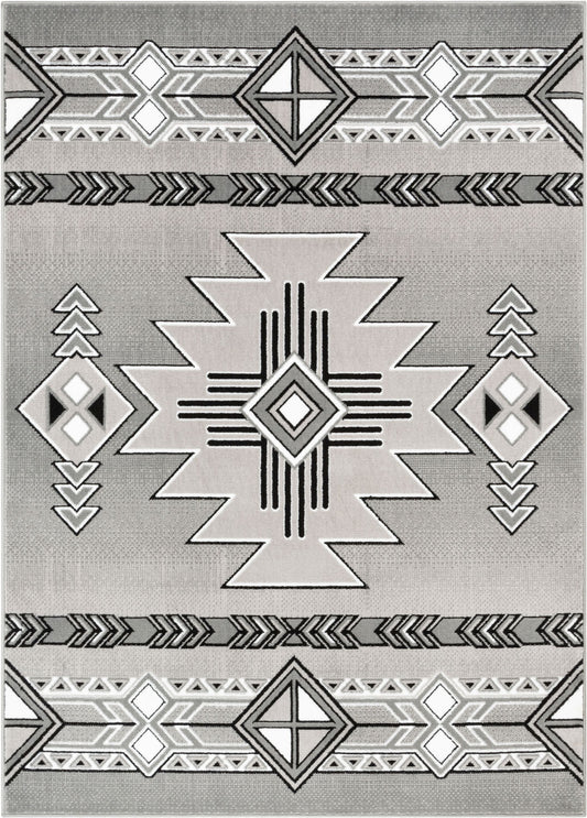 Dakota Tribal Aztec Southwestern Grey Rug PA-127