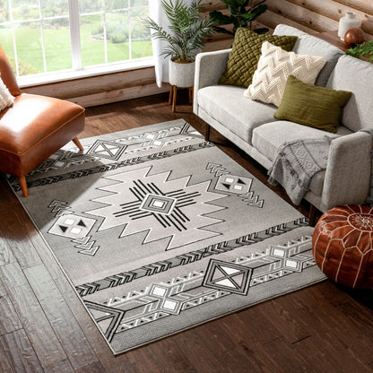 Dakota Tribal Aztec Southwestern Grey Rug PA-127