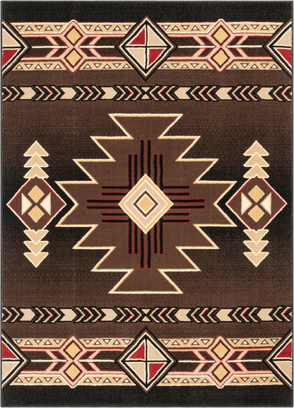 Dakota Tribal Aztec Southwestern Brown Rug PA-128