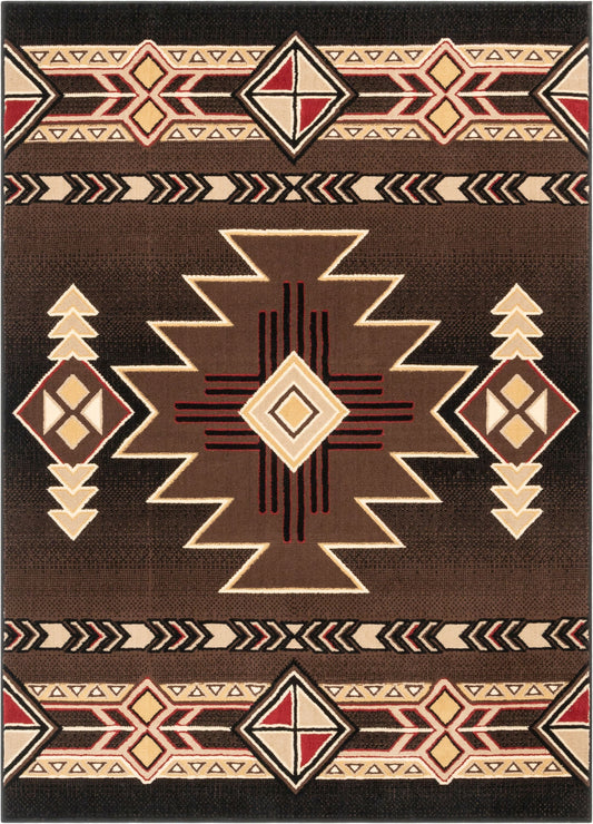 Dakota Tribal Aztec Southwestern Brown Rug PA-128