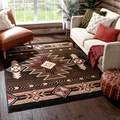 Dakota Tribal Aztec Southwestern Brown Rug PA-128