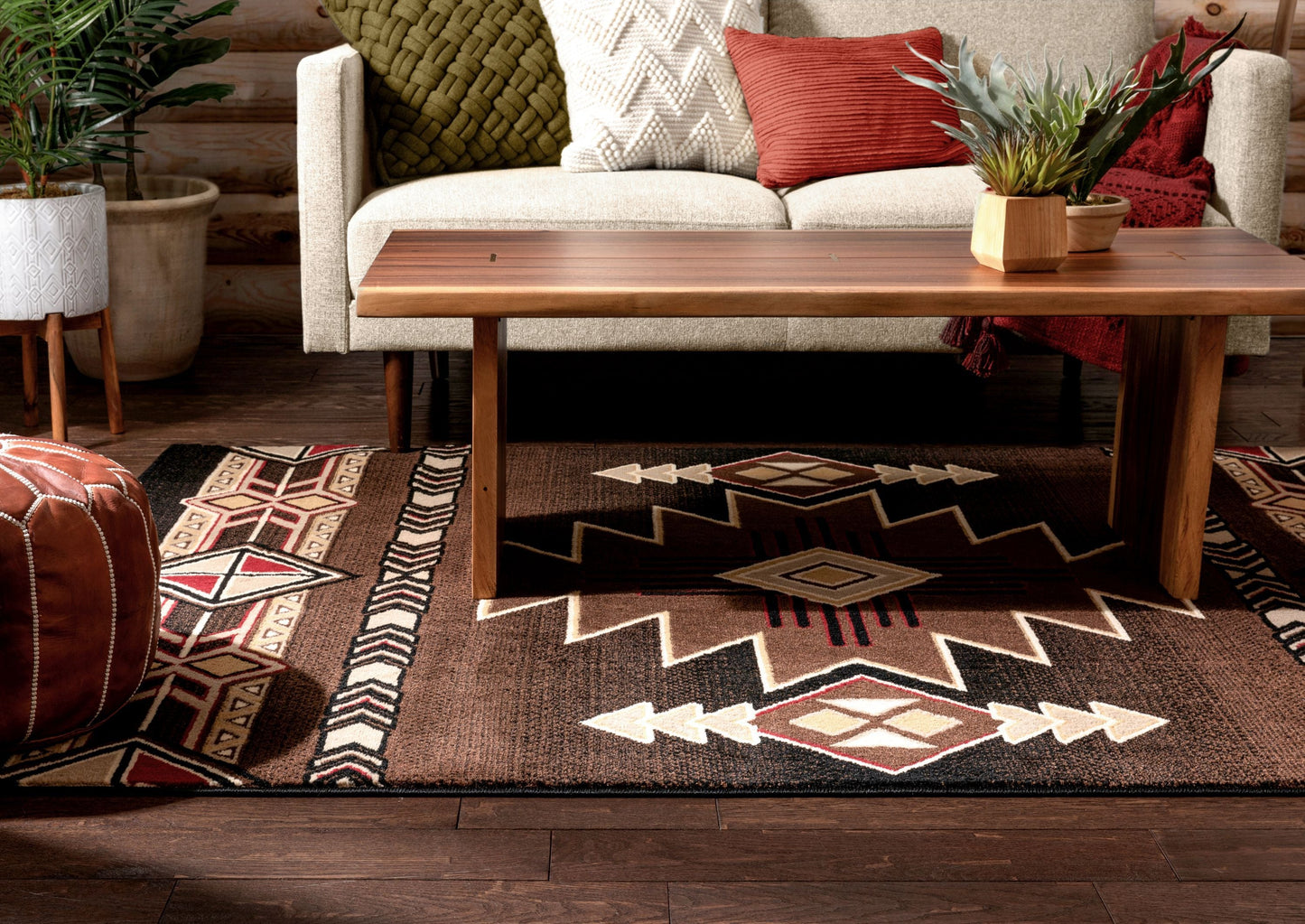 Dakota Tribal Aztec Southwestern Brown Rug PA-128