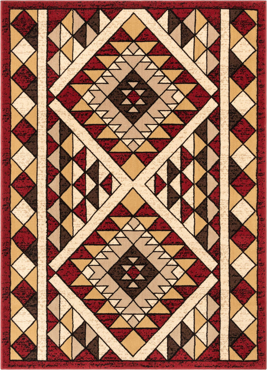 Enola Tribal Geometric Trellis Red Rug PA-140