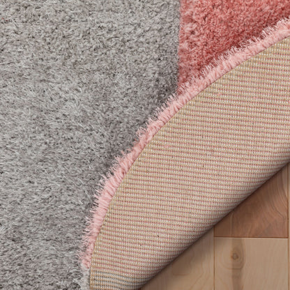 Meraki Modern Geometric Shag Blush Grey 3D Textured Thick & Soft Shag Rug PAB-19