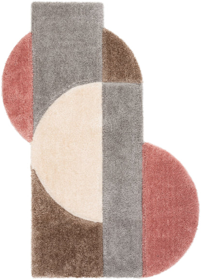 Meraki Modern Geometric Shag Blush Grey 3D Textured Thick & Soft Shag Rug PAB-19