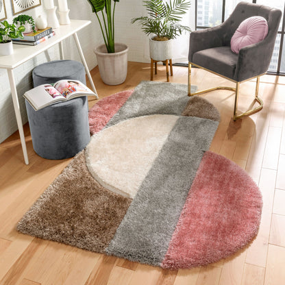 Meraki Modern Geometric Shag Blush Grey 3D Textured Thick & Soft Shag Rug PAB-19