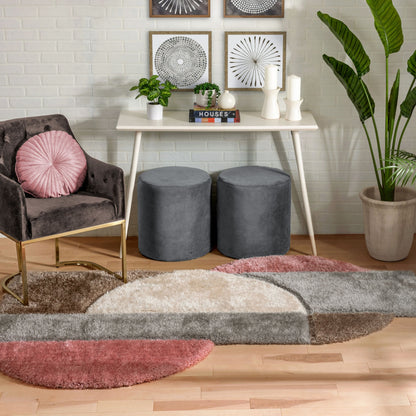 Meraki Modern Geometric Shag Blush Grey 3D Textured Thick & Soft Shag Rug PAB-19