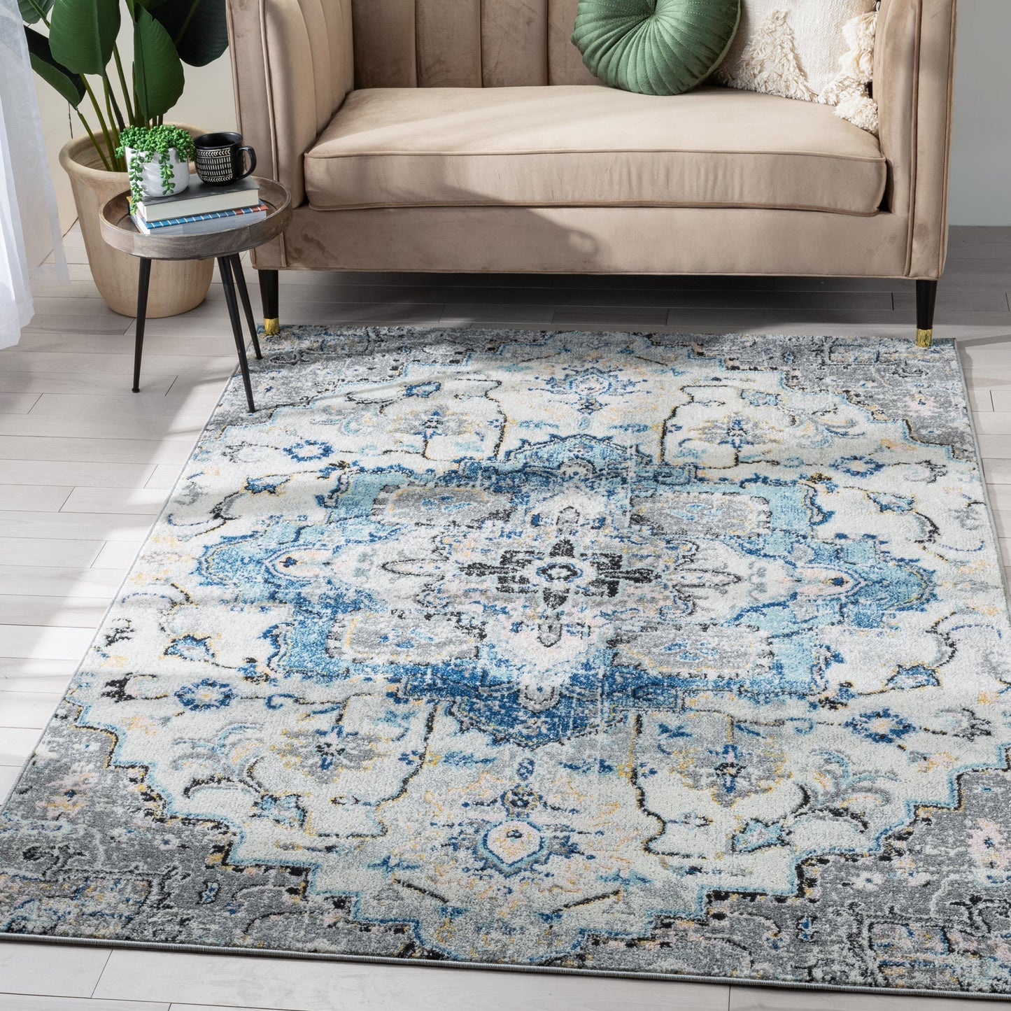 Taura Bohemian Oriental Perisan Light Blue Rug PAL-16