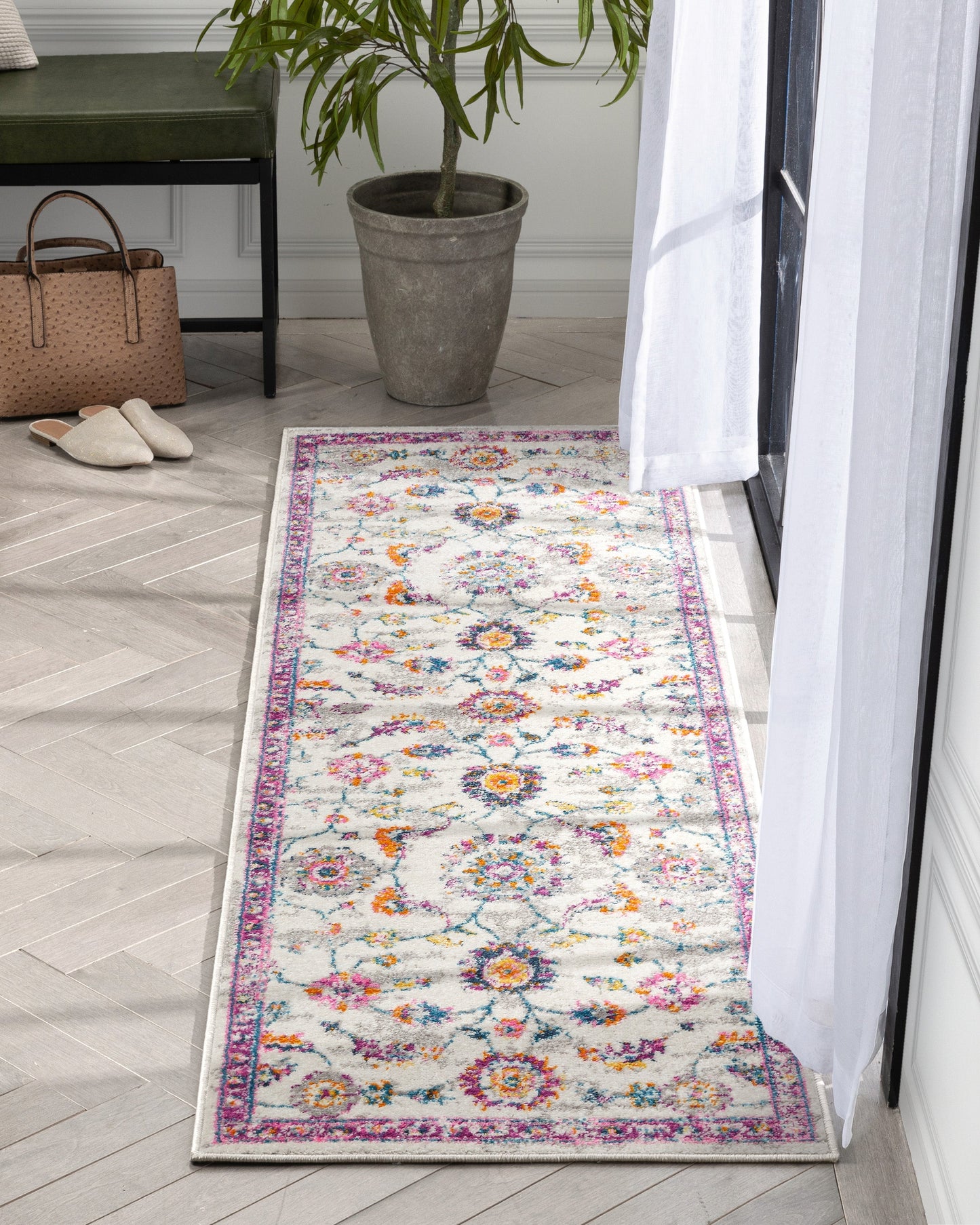 Arlette Bohemian Oriental Perisan Fuchsia Rug PAL-39