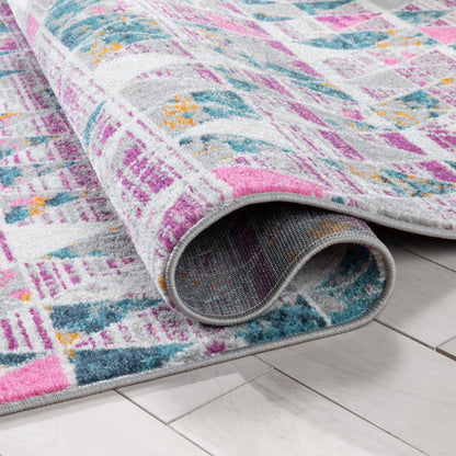 Keyla Modern Geometric Fuchsia Rug PAL-49