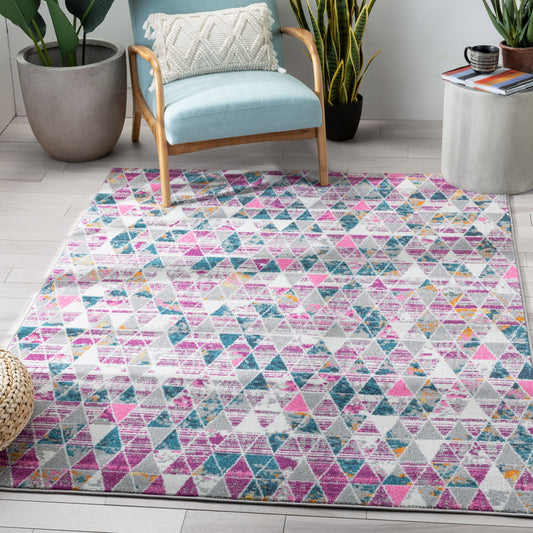 Keyla Modern Geometric Fuchsia Rug PAL-49