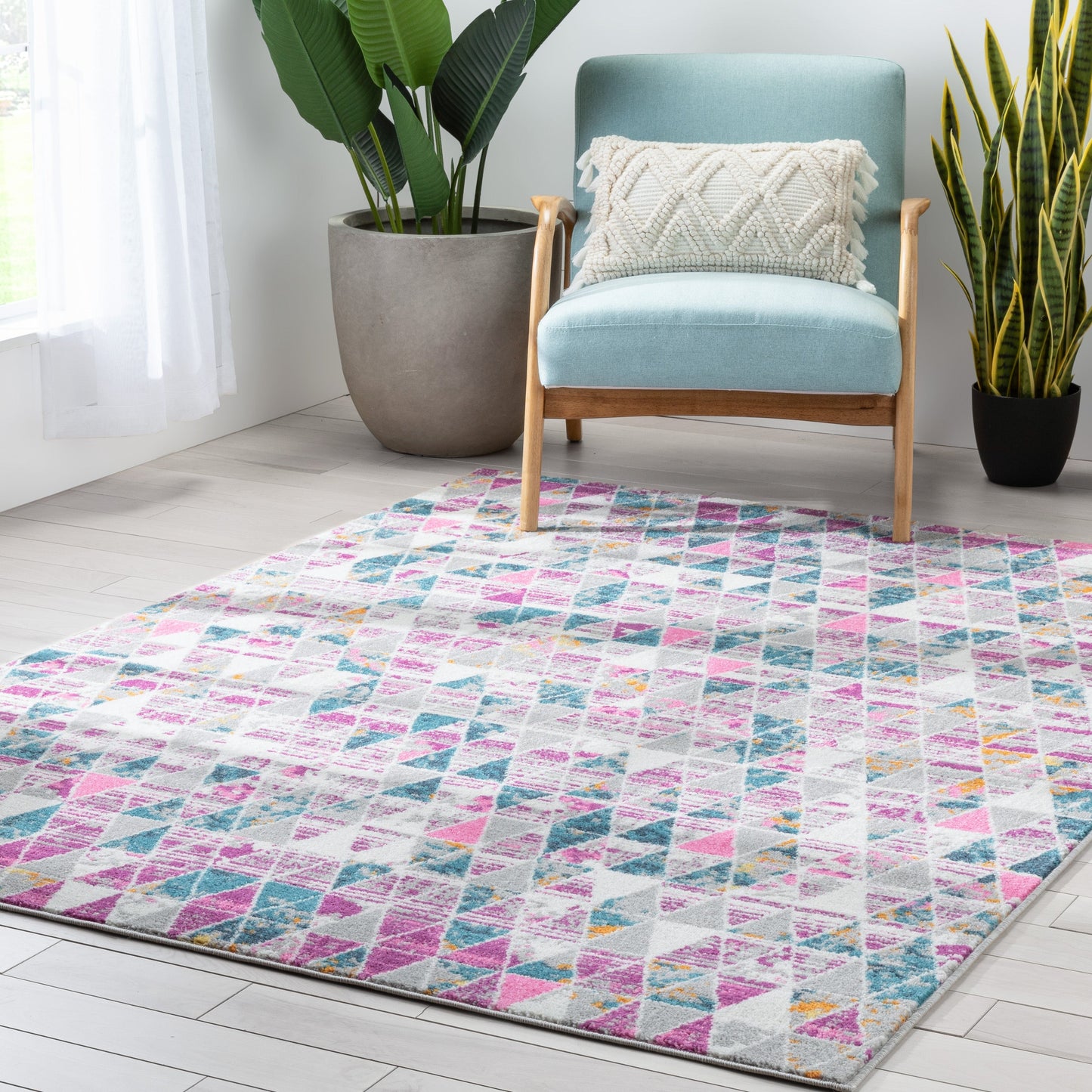 Keyla Modern Geometric Fuchsia Rug PAL-49