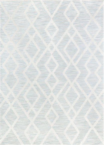 Arto Modern Geometric Blue Flatweave Rug POR-06