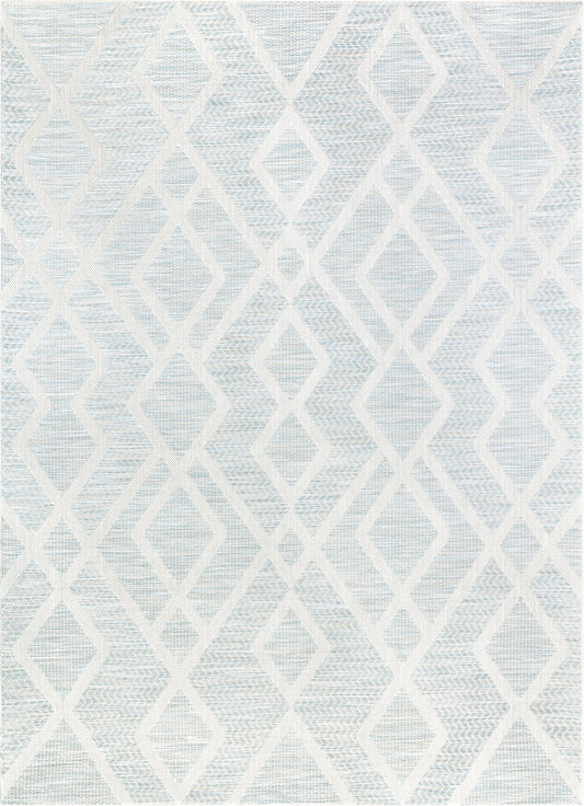 Arto Modern Geometric Blue Flatweave Rug POR-06