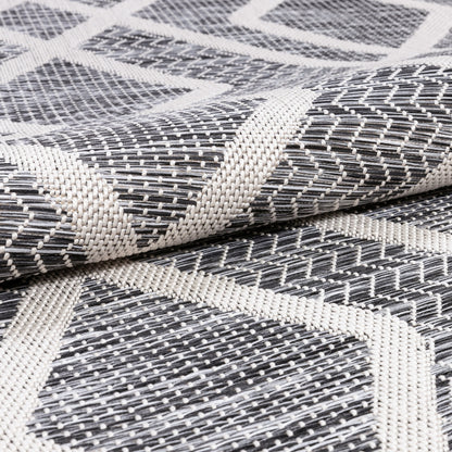 Arto Modern Geometric Grey Flatweave Rug POR-08