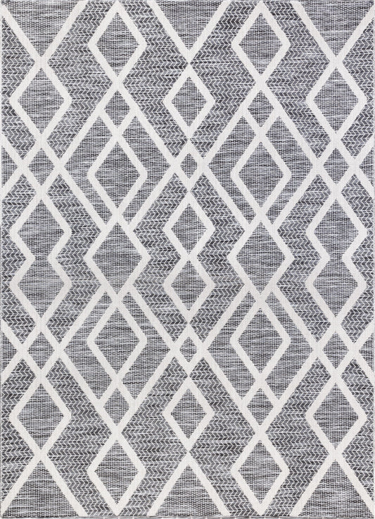 Arto Modern Geometric Grey Flatweave Rug POR-08
