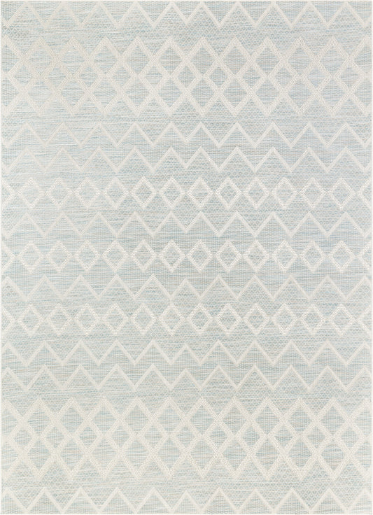Amaya Modern Geometric Blue Flatweave Rug POR-24