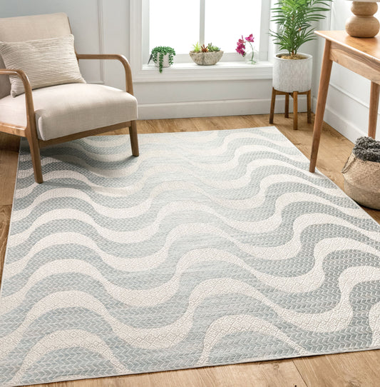 Alvito Modern Abstract Blue Flatweave Rug POR-36