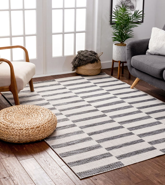 Cesar Modern Geometric Grey Flatweave Rug POR-58