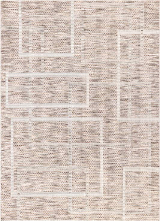 Ferro Modern Geometric Beige Flatweave Rug POR-62