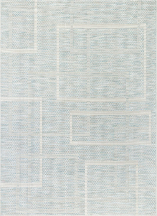 Ferro Modern Geometric Blue Flatweave Rug POR-66