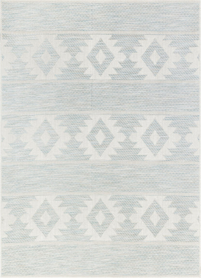 Prados Southwestern Geometric Blue Flatweave Rug POR-76
