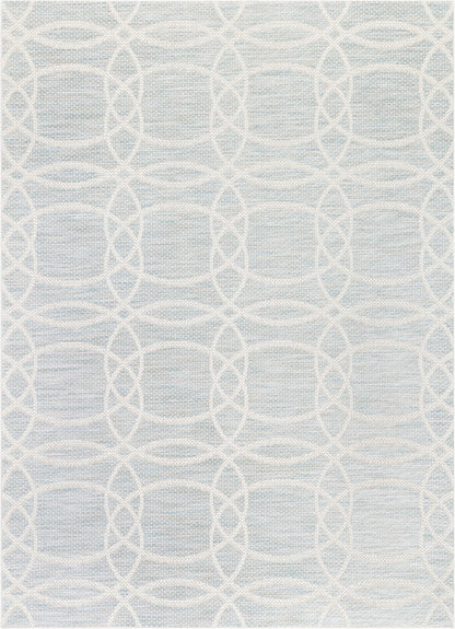 Tocha Modern Geometric Blue Flatweave Rug POR-86