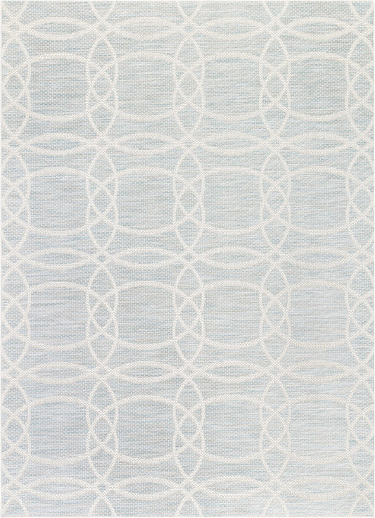 Tocha Modern Geometric Blue Flatweave Rug POR-86