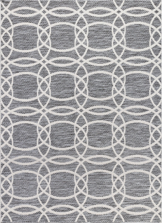 Tocha Modern Geometric Grey Flatweave Rug POR-88
