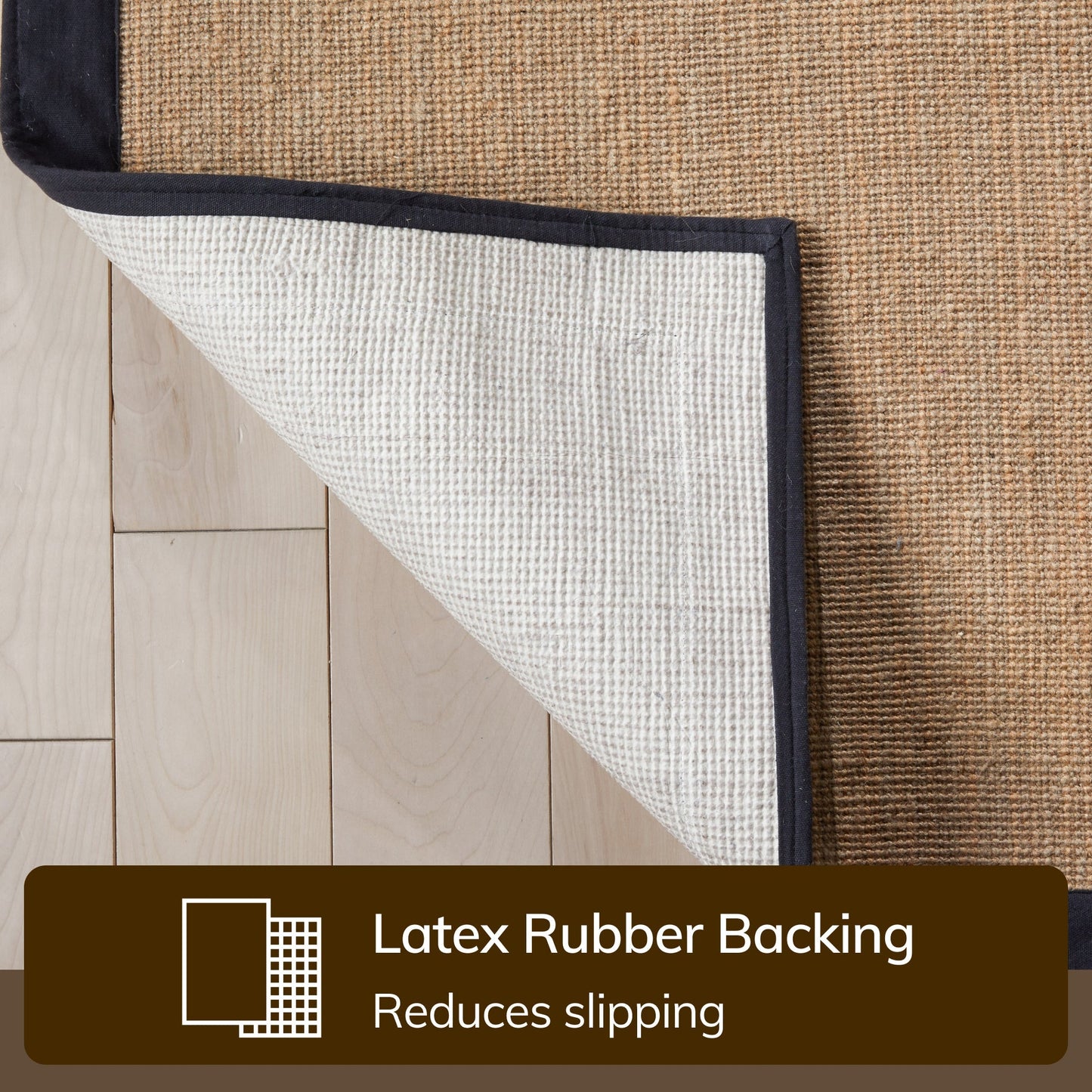 Sorel Farmhouse Non-Slip Jute Natural Black Border Rug QUI-12