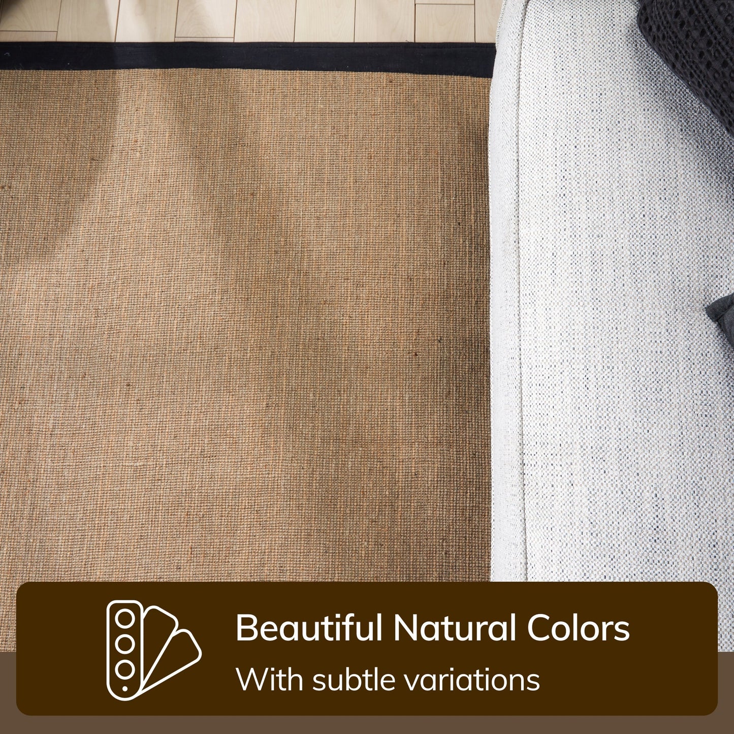 Sorel Farmhouse Non-Slip Jute Natural Black Border Rug QUI-12