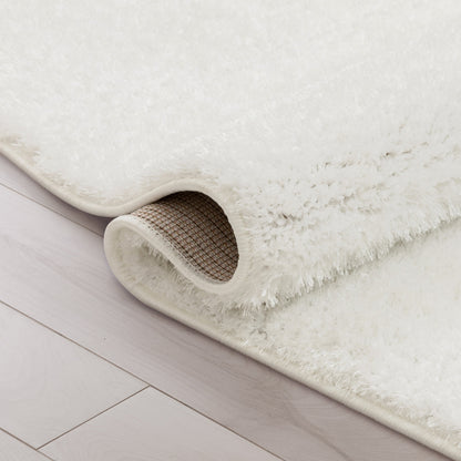 Chroma Glam Solid Ultra Soft Ivory Multi-Textured Shimmer Pile Shag Rug RA-12