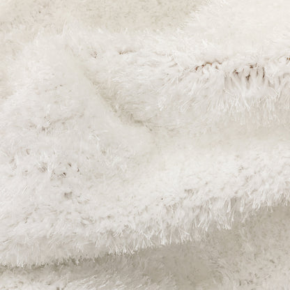 Chroma Glam Solid Ultra Soft Ivory Multi-Textured Shimmer Pile Shag Rug RA-12