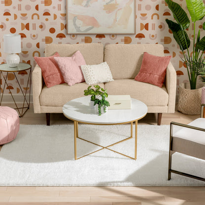 Chroma Glam Solid Ultra Soft Ivory Multi-Textured Shimmer Pile Shag Rug RA-12