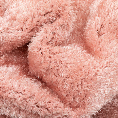 Chroma Glam Solid Ultra Soft Light Pink Multi-Textured Shimmer Pile Shag Rug RA-19