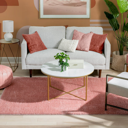 Chroma Glam Solid Ultra Soft Light Pink Multi-Textured Shimmer Pile Shag Rug RA-19