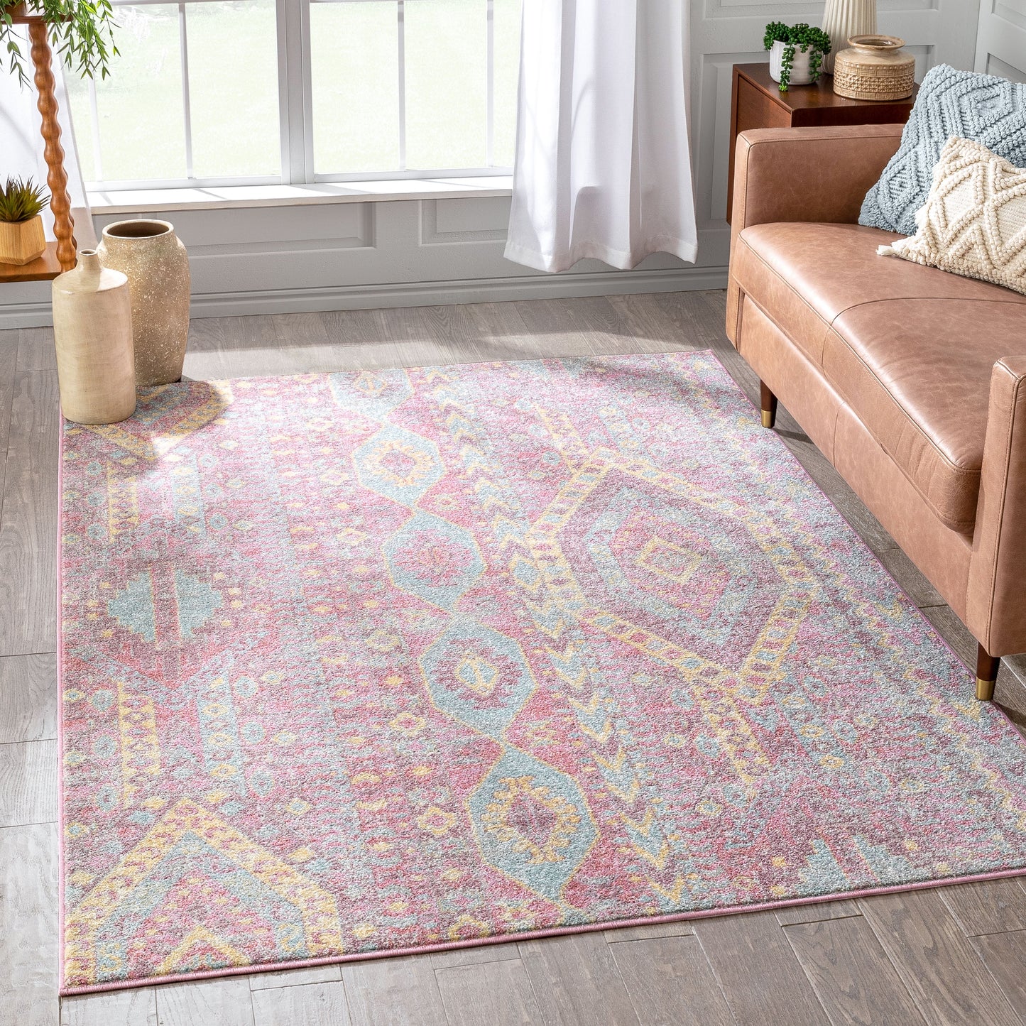 Otero Vintage Bohemian Aztec Tribal Blush Rug RO-09