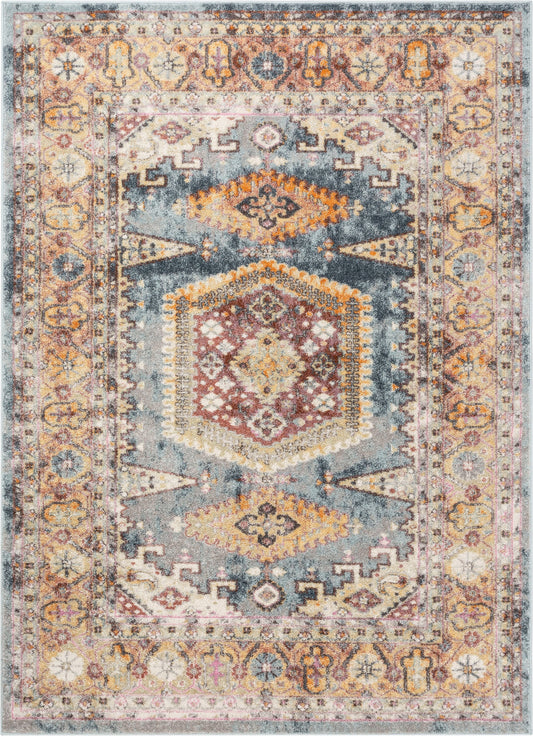 Roswell Bohemian Eclectic Aztec Blue Rug RO-166
