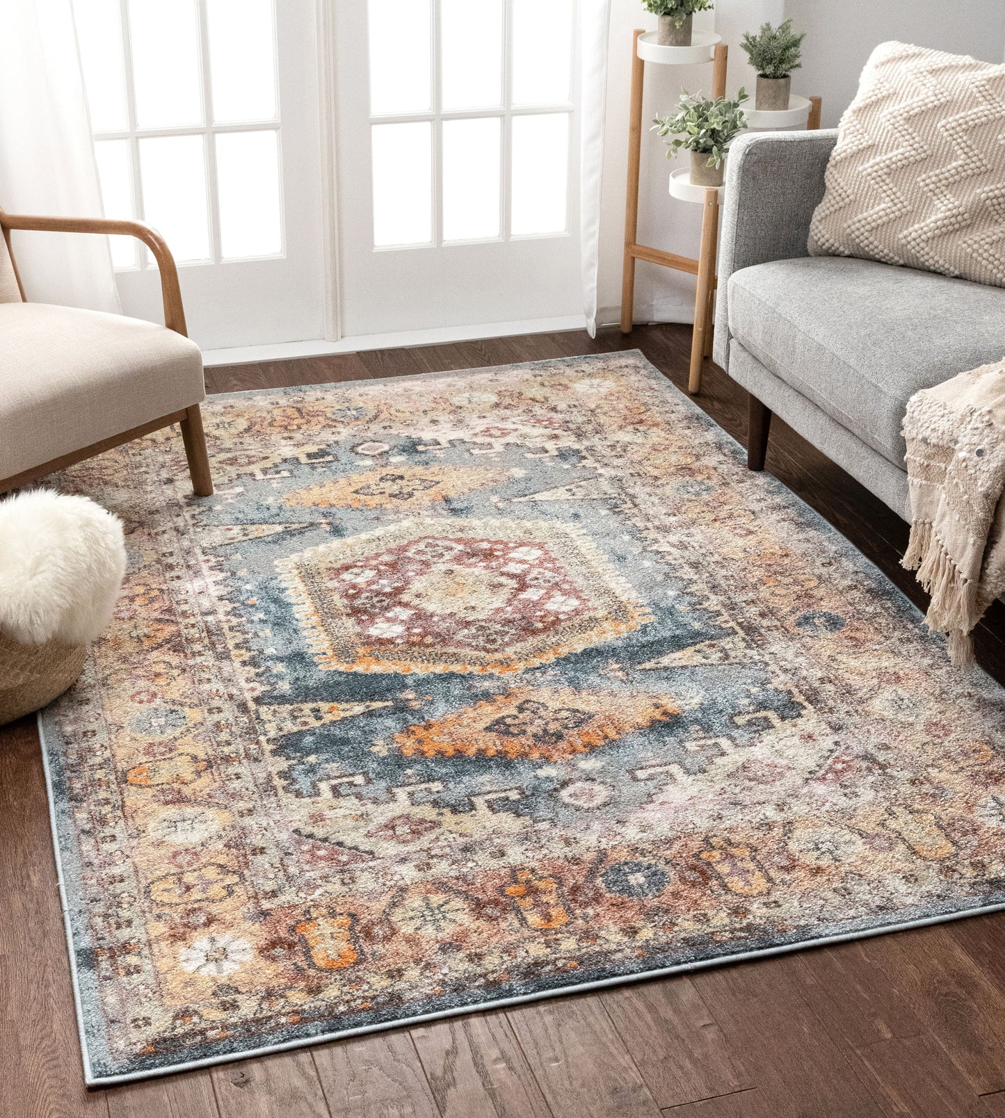 Roswell Bohemian Eclectic Aztec Blue Rug RO-166