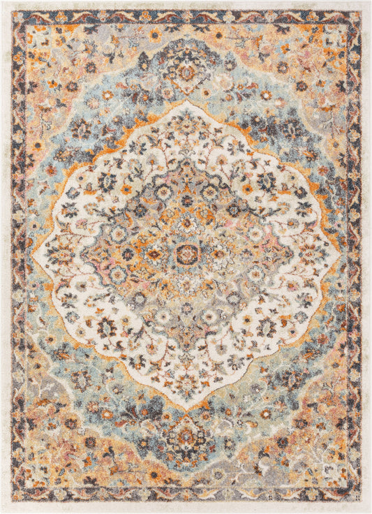 Waco Bohemian Eclectic Floral Beige Rug RO-172