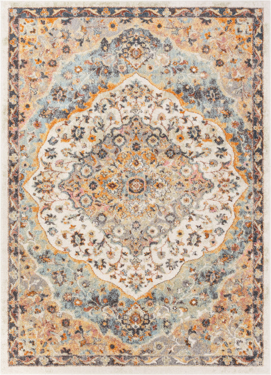 Waco Bohemian Eclectic Floral Beige Rug RO-172